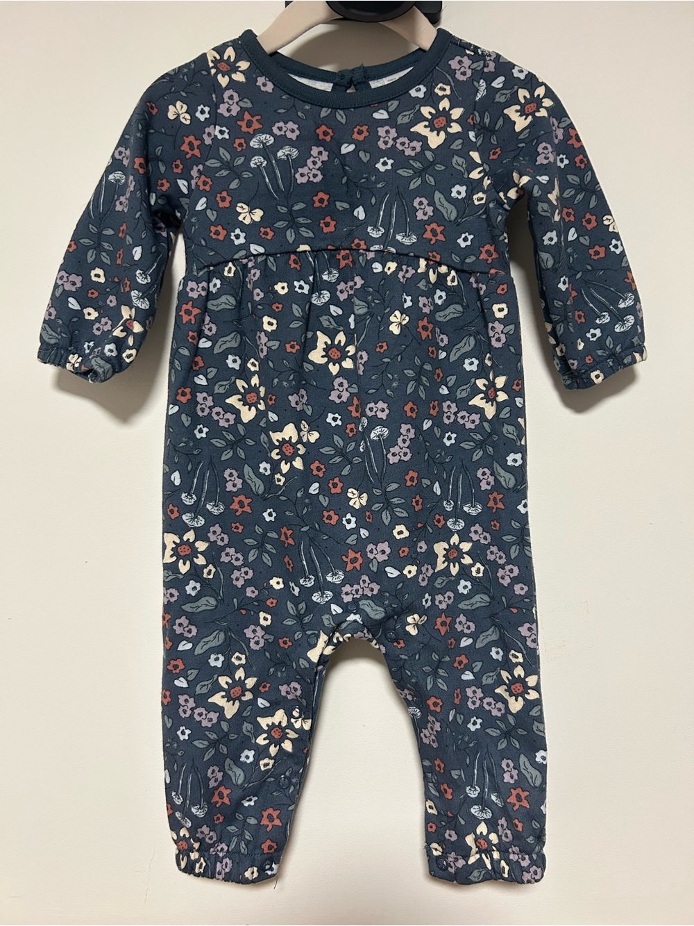 Carter's Navy Floral Long-Sleeve One-Piece